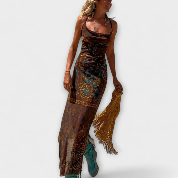 Vera | Einzigartiges Midi-Kleid mit Wasserfallausschnitt