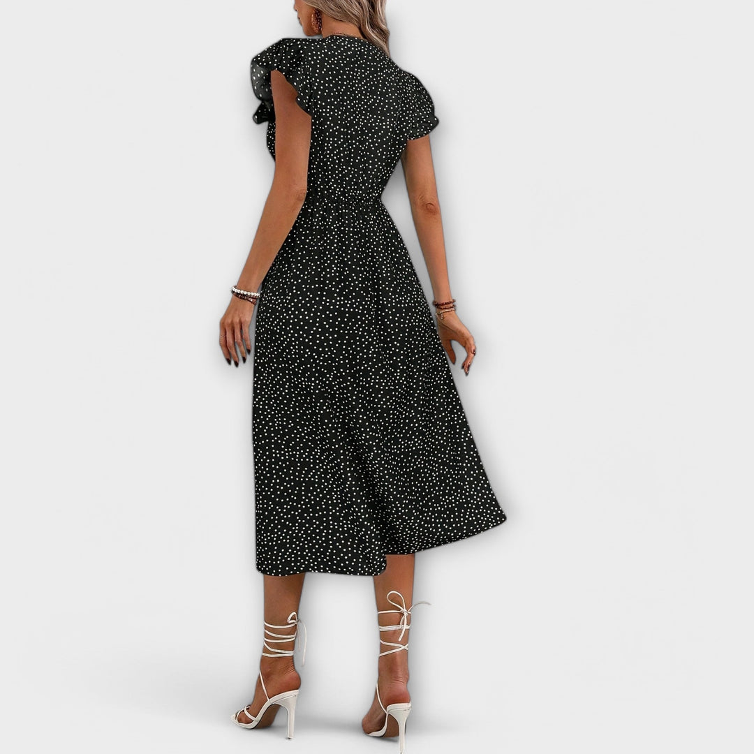 Lea | Schickes Punktemuster-Midi-Kleid