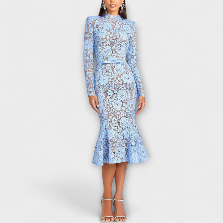 Monika | Elegantes Midi-Kleid aus floraler Spitze