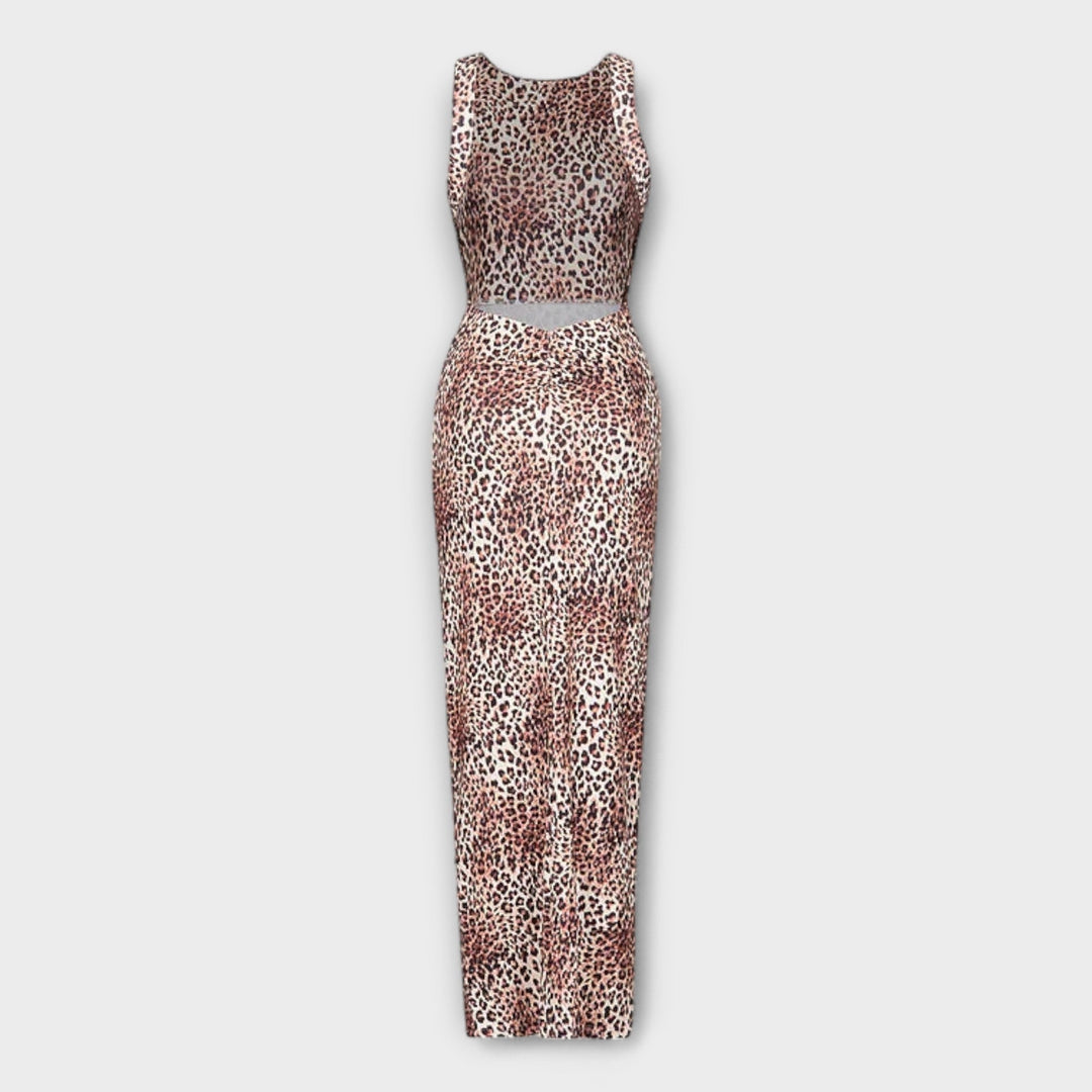 Tatjana | Maxikleid mit Leopardenmuster und Rückenfreischnitt