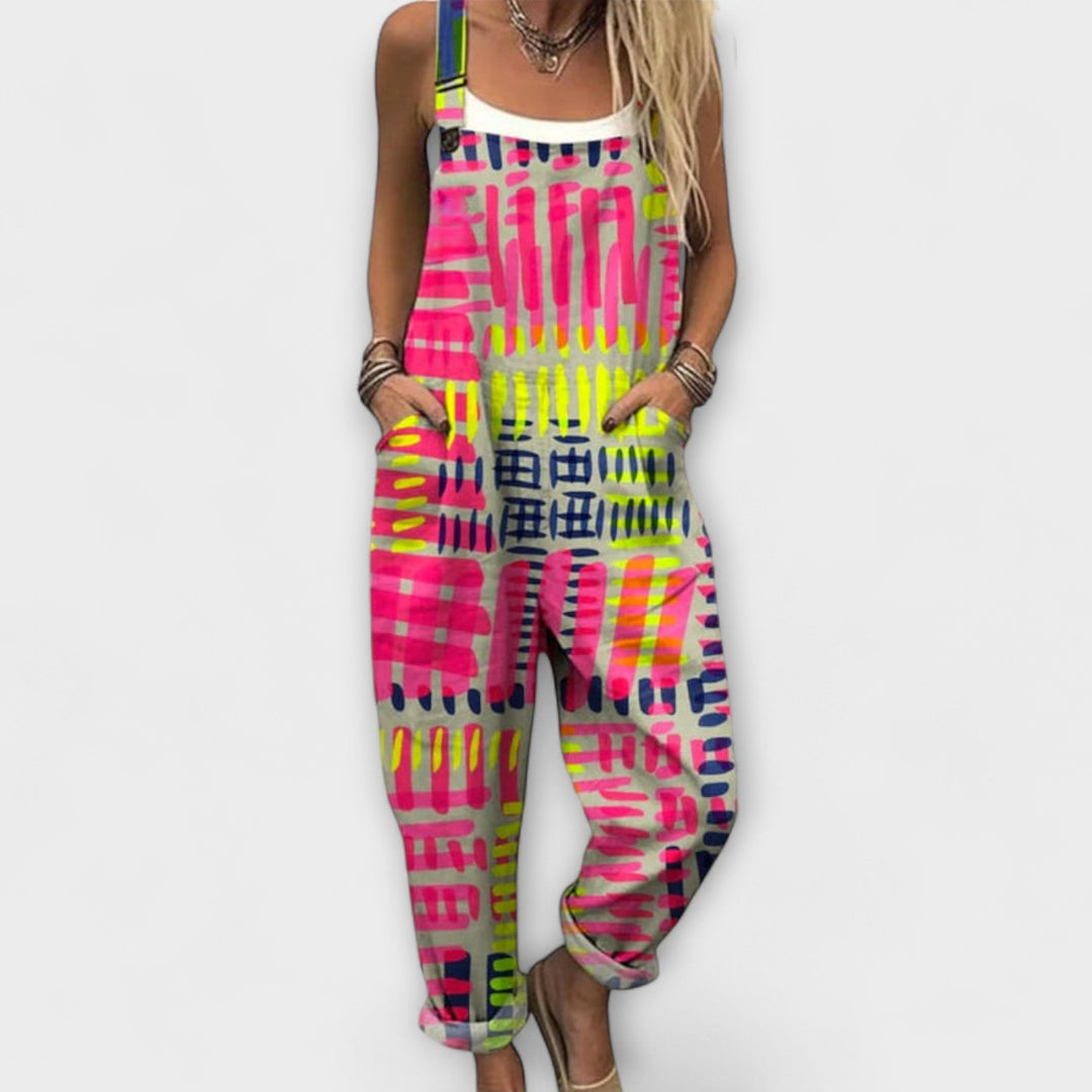 Lia | Latzhose mit leuchtenden Neon-Designs