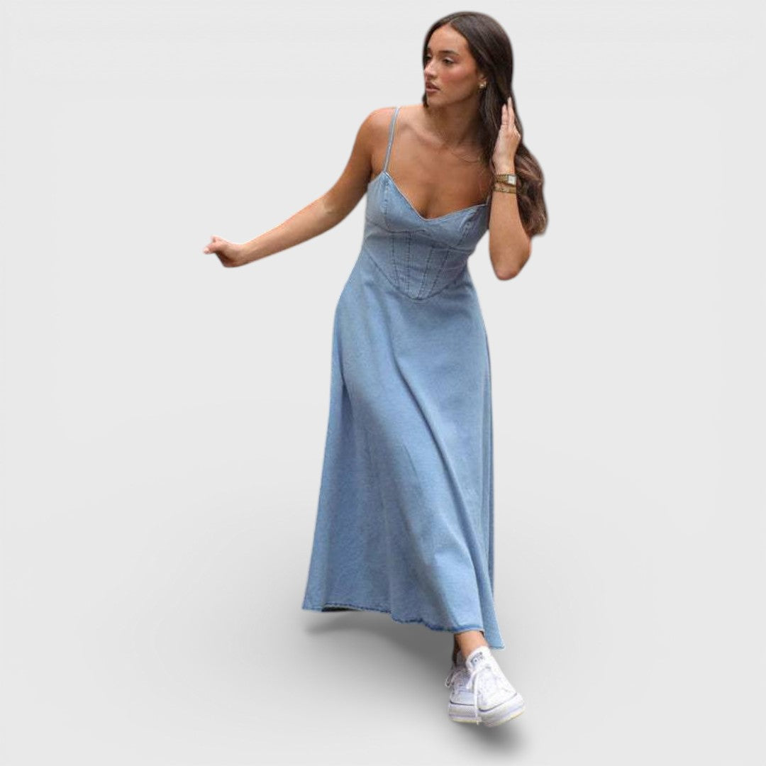 Kira | Jeans Blau Trägerloses Kleid