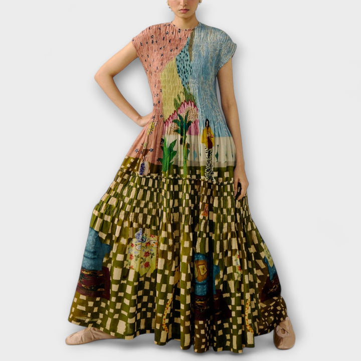 Edith | Plissiertes Kleid mit Animal-Druck