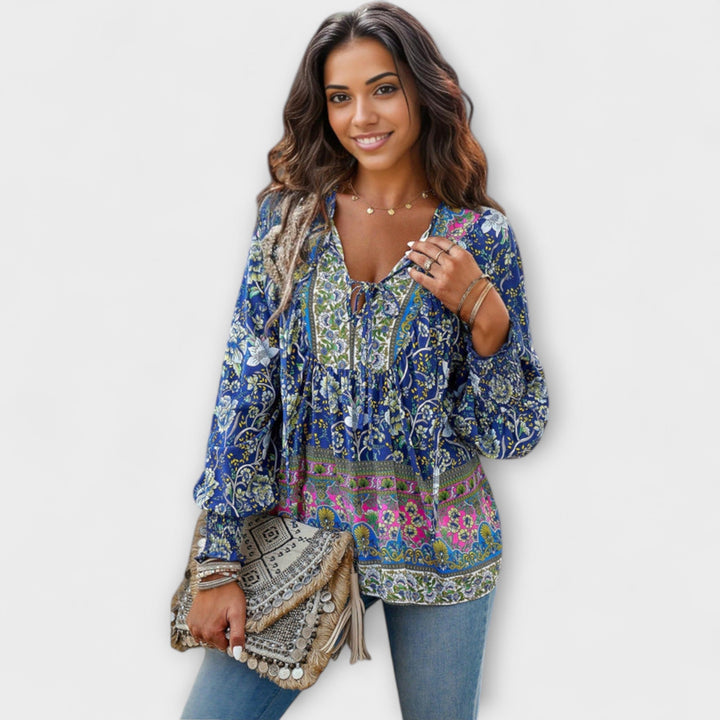 Gerlinde | Bohemian V-Ausschnitt Top mit Bindefront