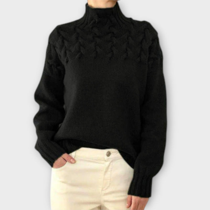 Antonia | Damenpullover mit Zopfstrick-Detail