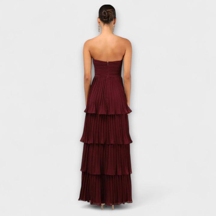 Gudrun | Trägerloses, gestuftes Maxikleid