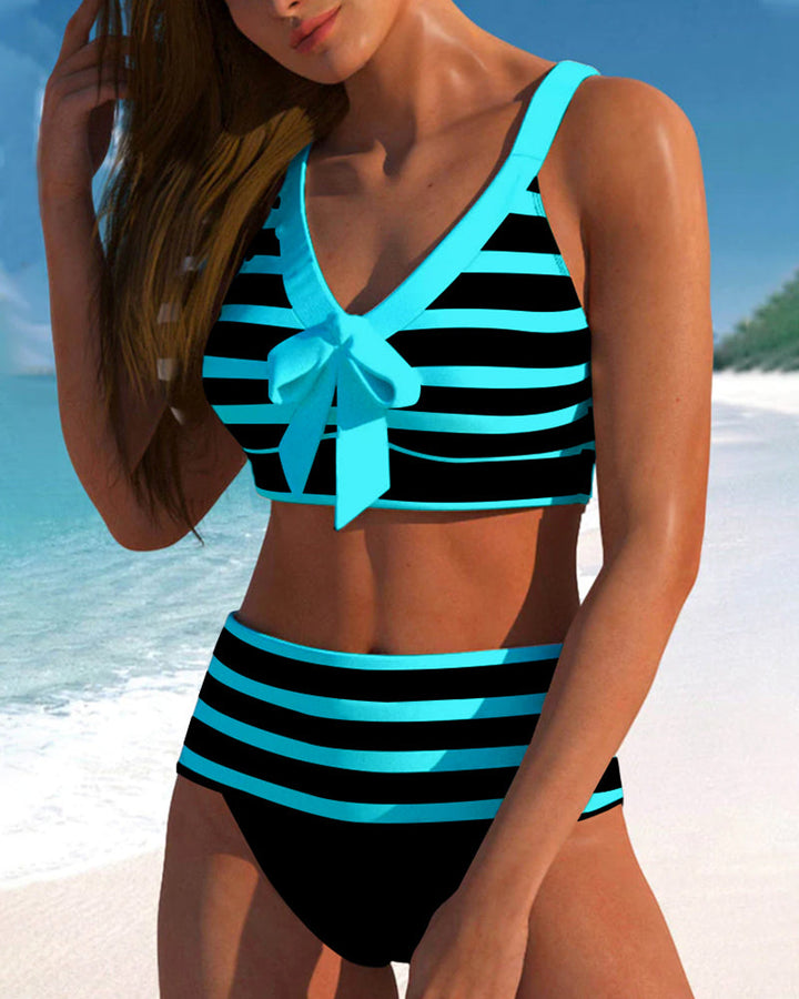 Margaretha | Gestreifter Bikini mit hoher Taille