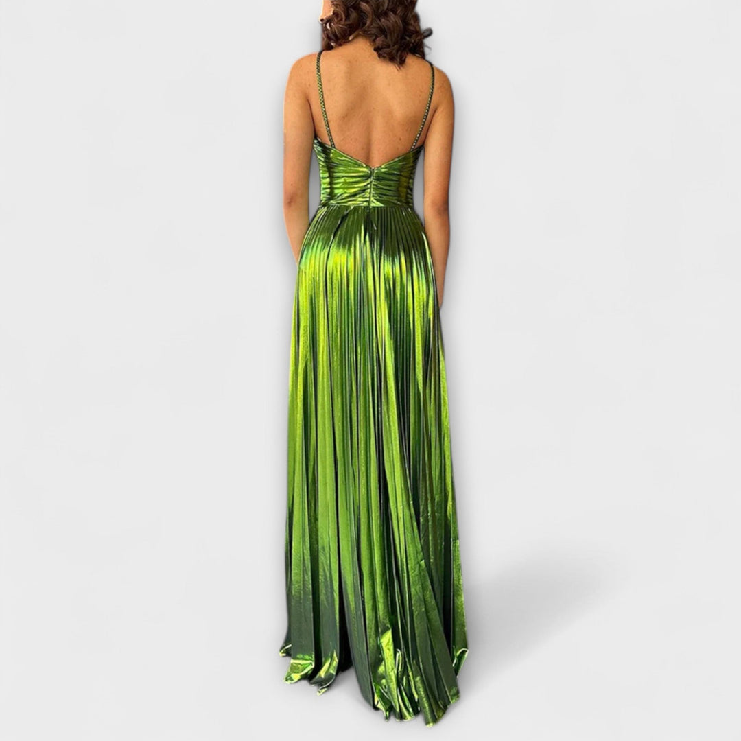 Anja | Maxikleid mit Metallic-Stoff