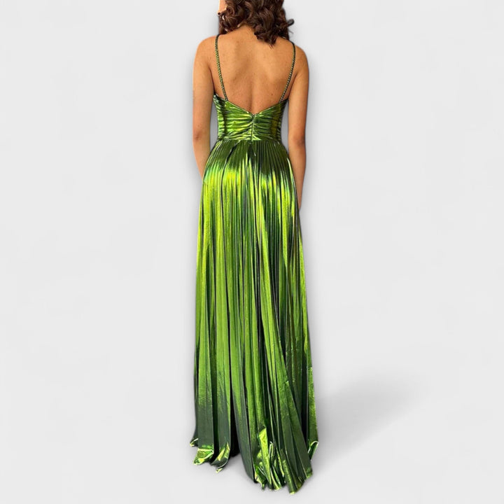 Anja | Maxikleid mit Metallic-Stoff