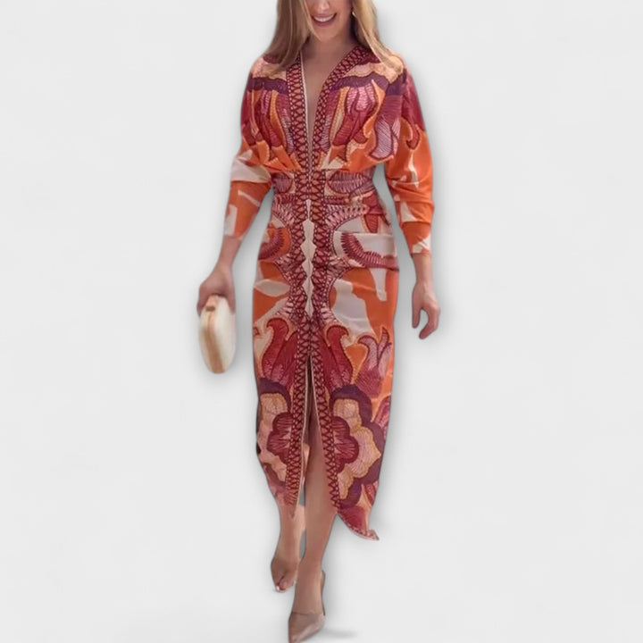 Gunda | Dolman-Midikleid mit brasilianischem Druck