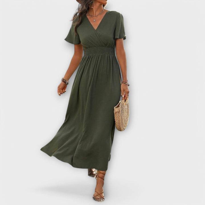 Selma | Elegantes Boho Kleid mit V-Ausschnitt und langen Ärmeln