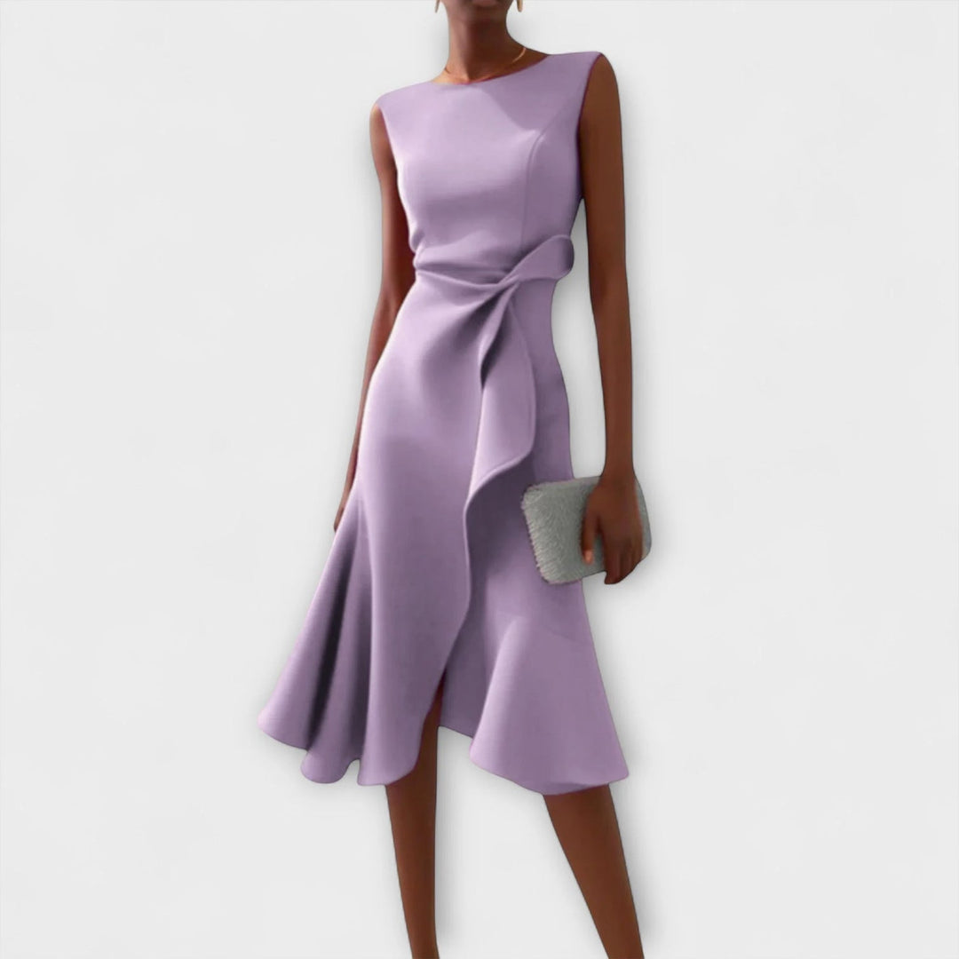 Selina | Drapiertes asymmetrisches Midikleid