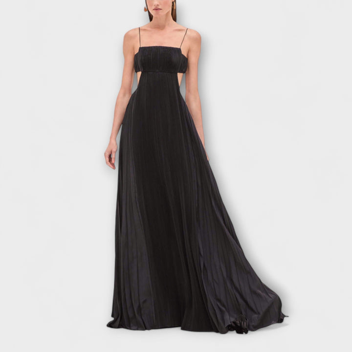 Heike | Schickes Plissiertes Cut-out Fließendes Maxikleid