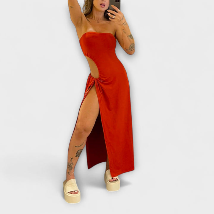 Lara | Bandeau-Tie Bodysuit-Kleid mit Seitenschlitzen