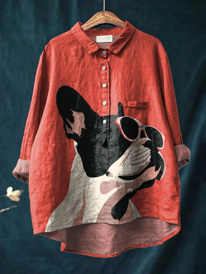 Dagmar | Lässiges T-Shirt mit dekorativem Französische-Bulldogge-Motiv