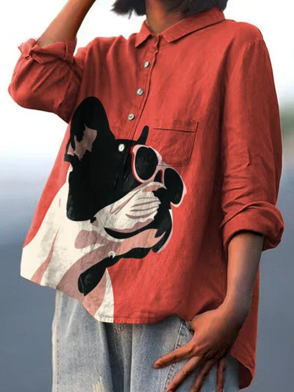 Dagmar | Lässiges T-Shirt mit dekorativem Französische-Bulldogge-Motiv