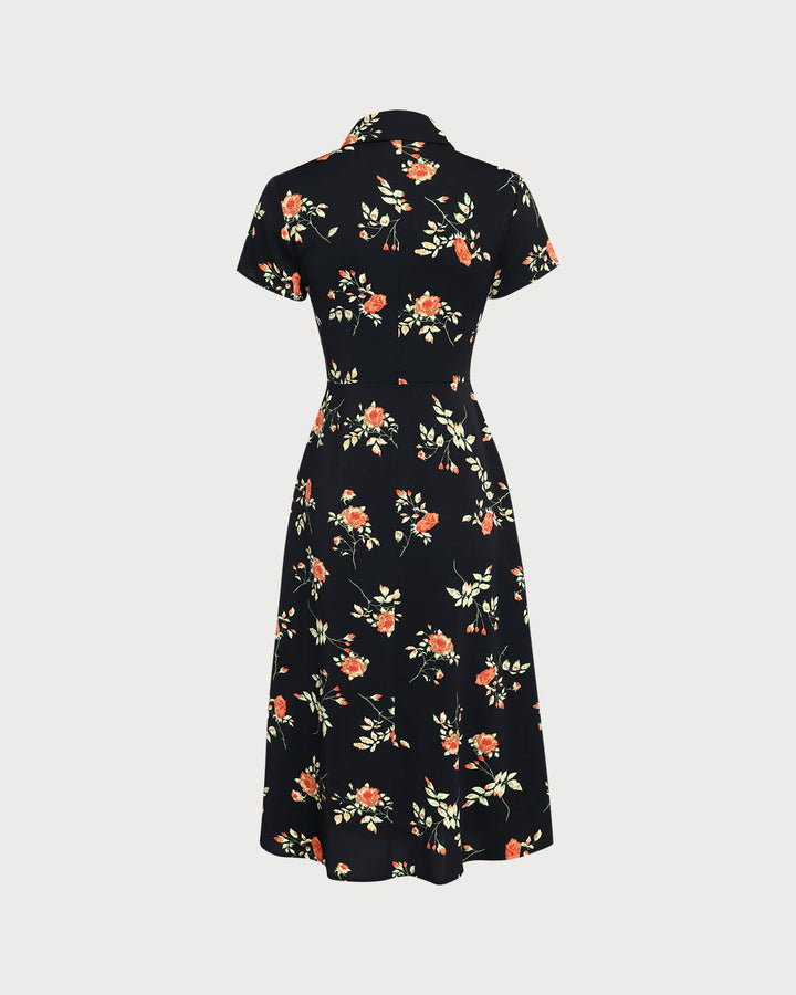 Kriemhild | Midikleid Schwarz floral