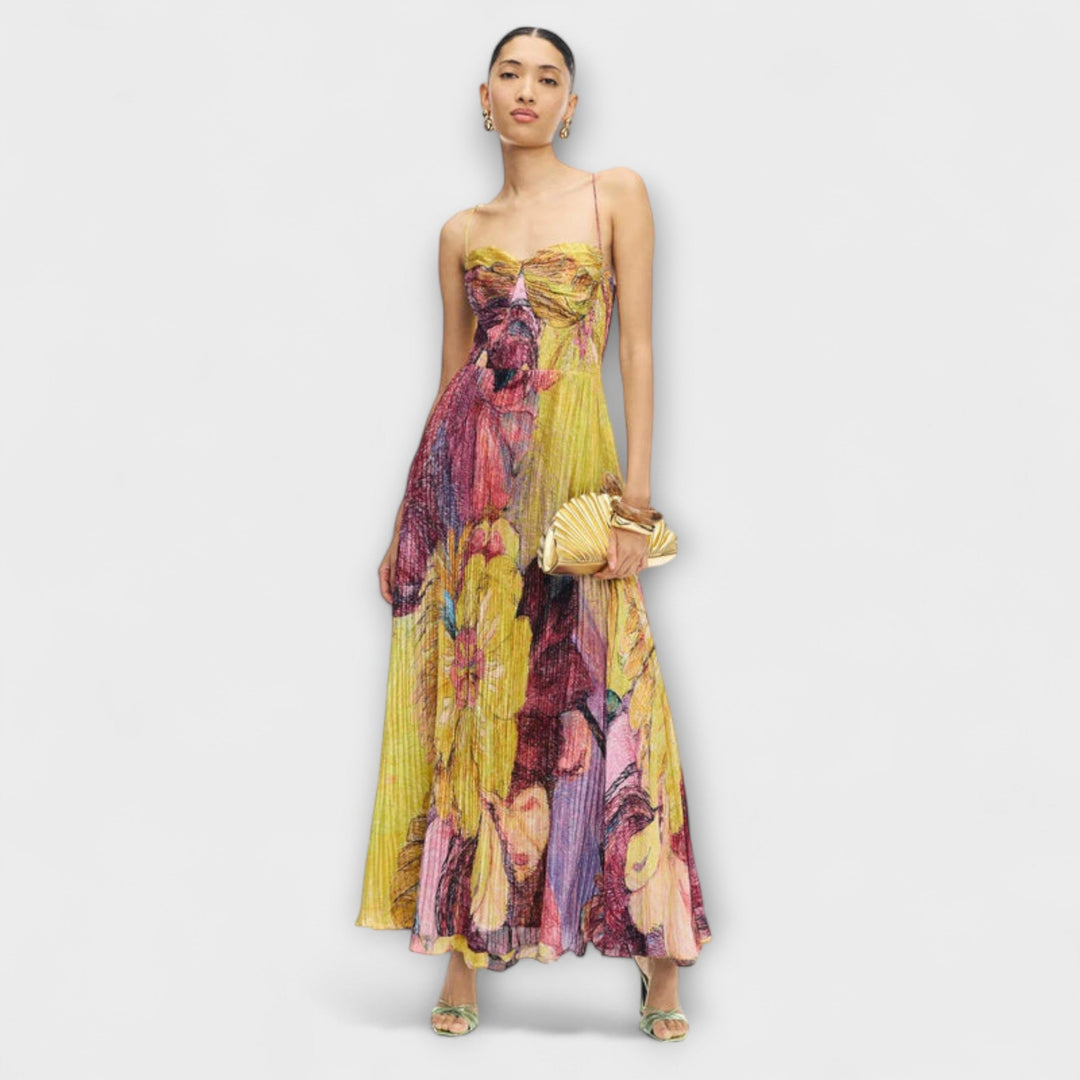 Bärbel | Maxikleid mit lebhaftem Ikat-Druck