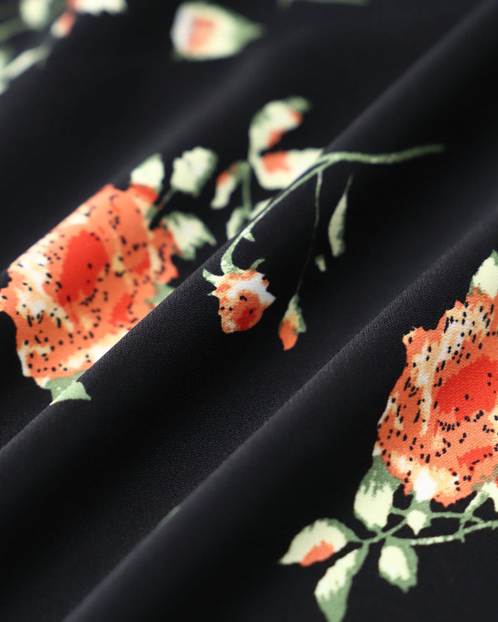 Kriemhild | Midikleid Schwarz floral