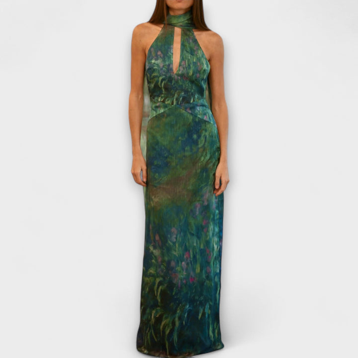 Jennifer | Iris Druck Monet Maxikleid