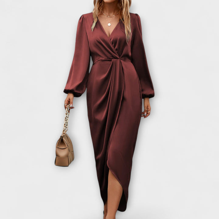 Dorothea | Fluide Schokoladen-Wickelkleid