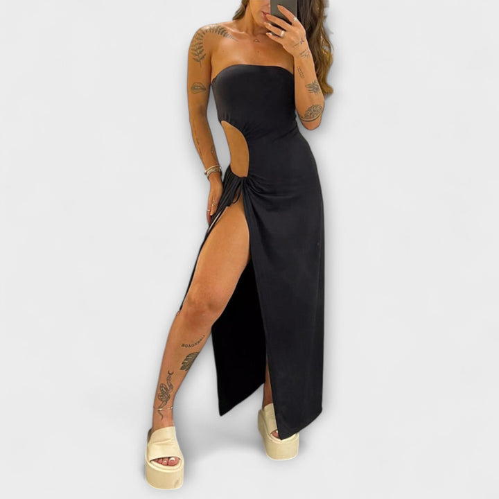 Lara | Bandeau-Tie Bodysuit-Kleid mit Seitenschlitzen