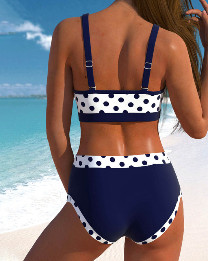 Vera | Hoch taillierter Punkte-Bikini mit Patchwork-Design