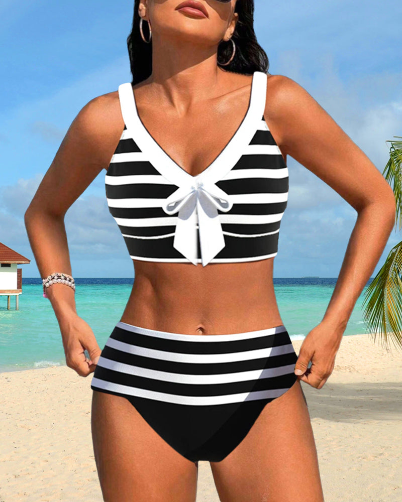 Margaretha | Gestreifter Bikini mit hoher Taille