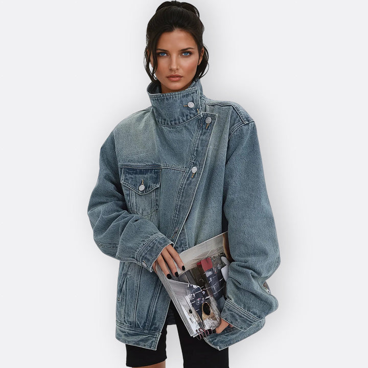 Cäcilia | Vintage Jacke mit hohem asymmetrischem Kragen