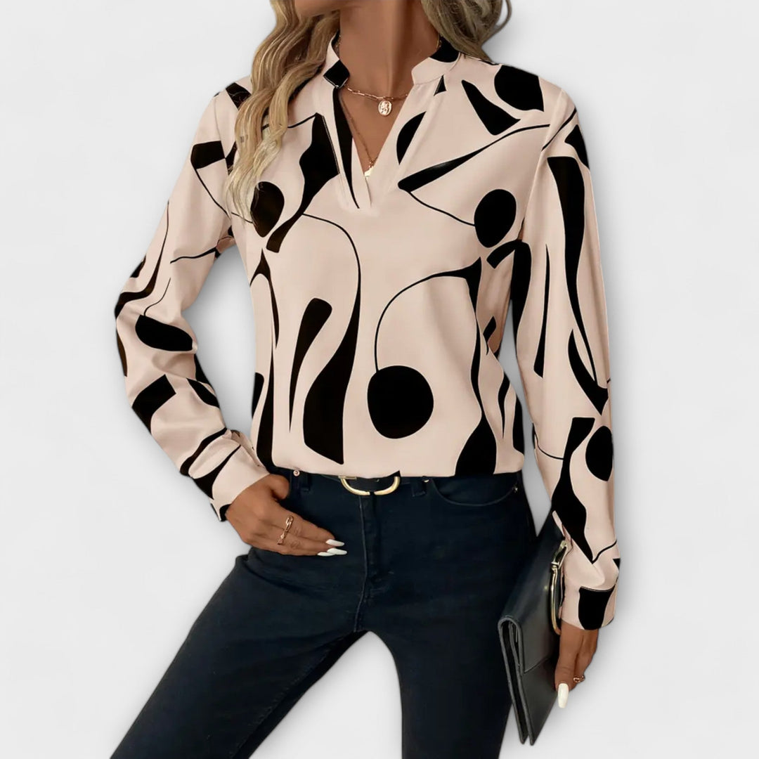 Lieselotte | Elegante langärmelige Bluse mit spitzem Ausschnitt