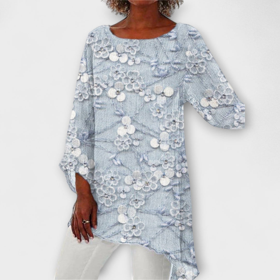 Anne-Sophie | Bluse mit floralem Kristalldruck