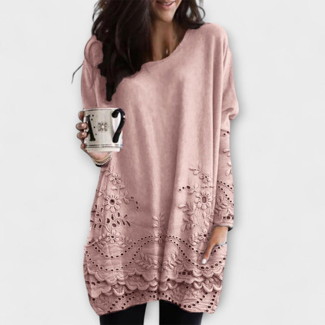 Irene | Bedruckter Pullover Mit Stickerei