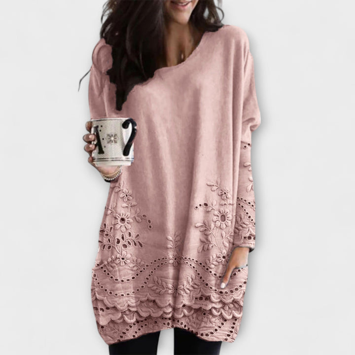 Irene | Bedruckter Pullover Mit Stickerei