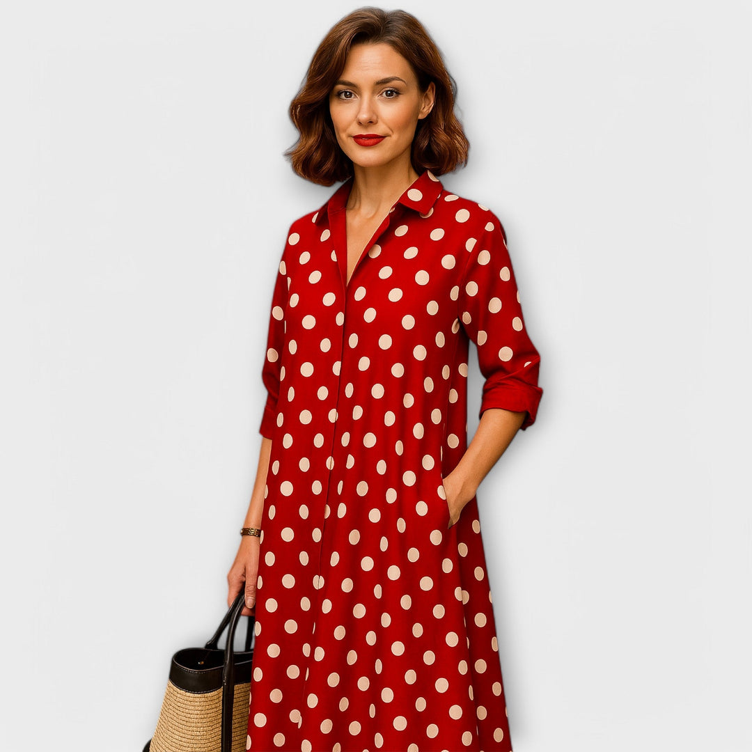 Isabelle | Modernes Hemdkleid mit Kragen und Dreiviertel-Ärmeln