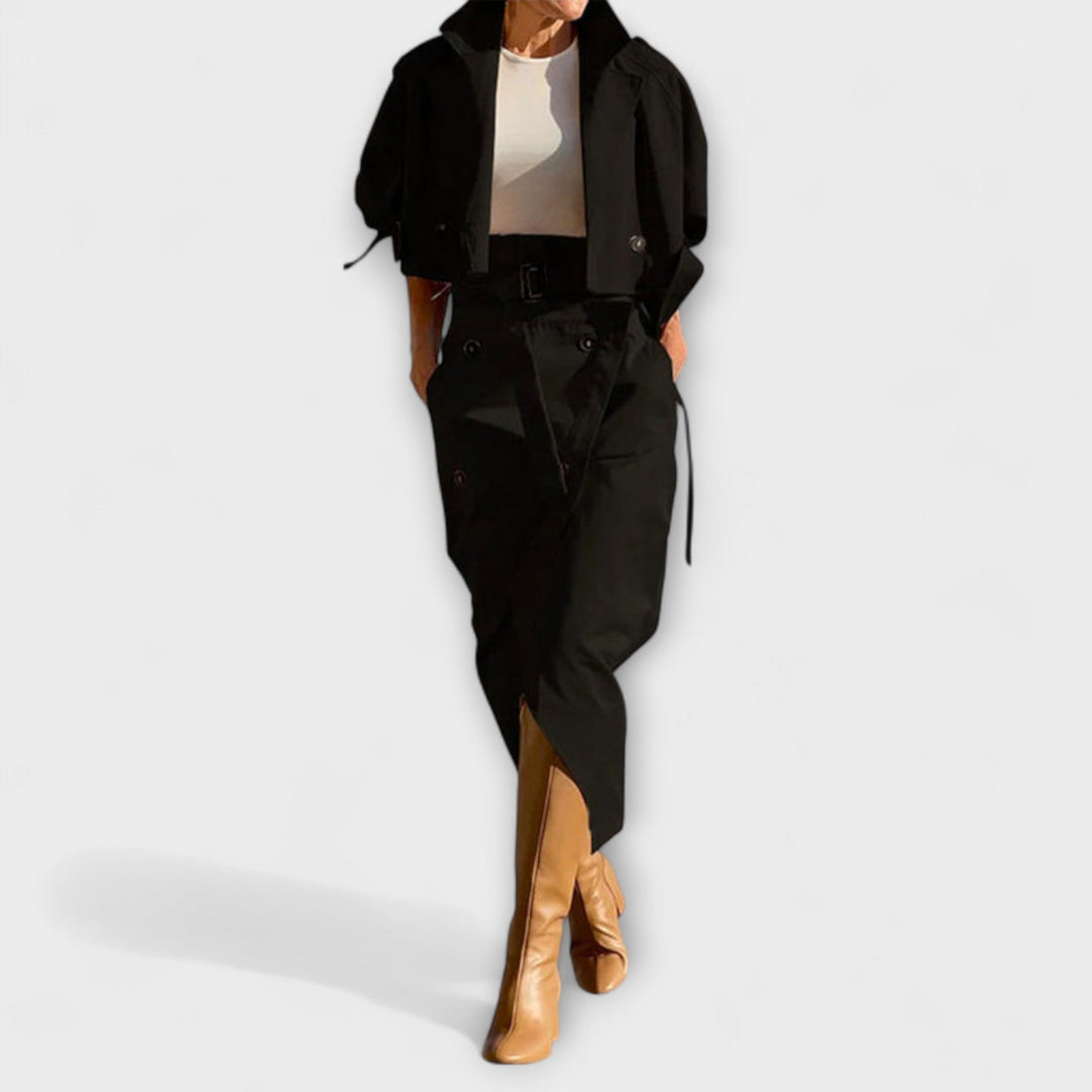 Philippa | Elegante Jacke Midi-Rock mit Taschen