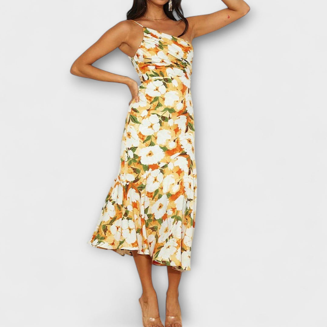 Hanna | Asymmetrisches Blumendruckkleid Kleider