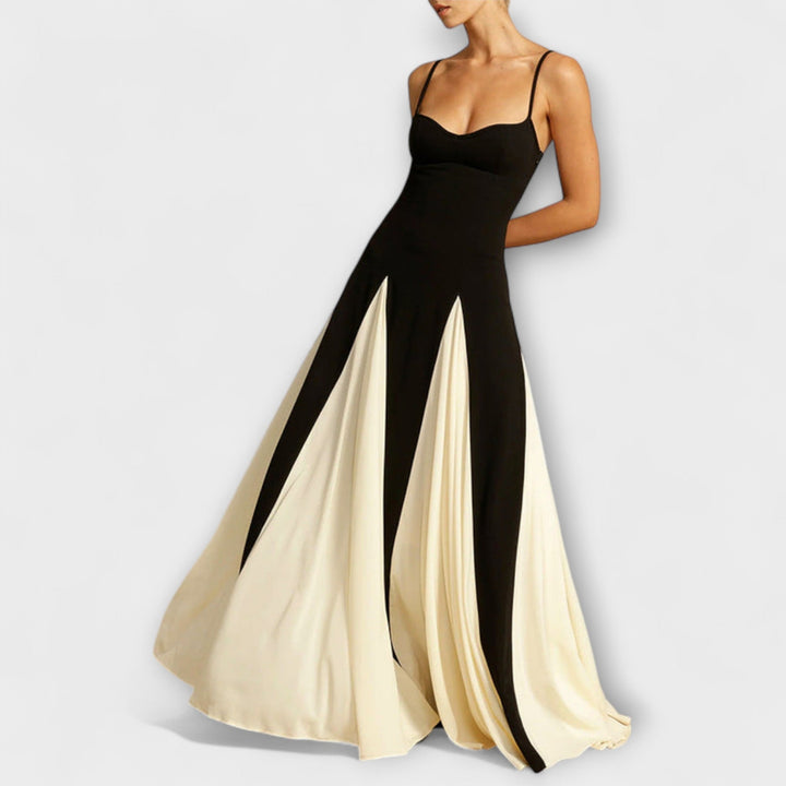Annette | Klassische Eleganz A-Linie Maxikleid mit Tüllpaneelen