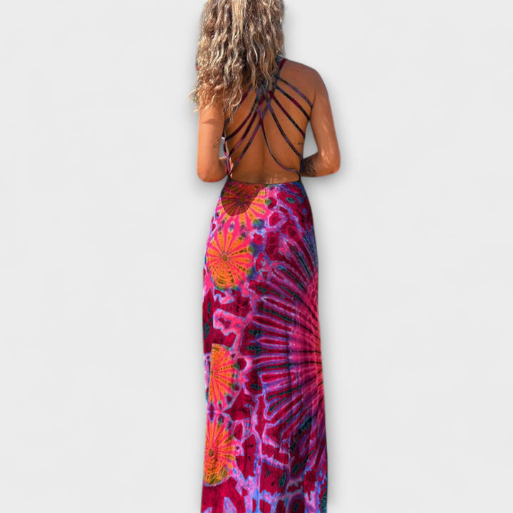 Ursel | La Bamba Tie-Dye Druck Maxikleid