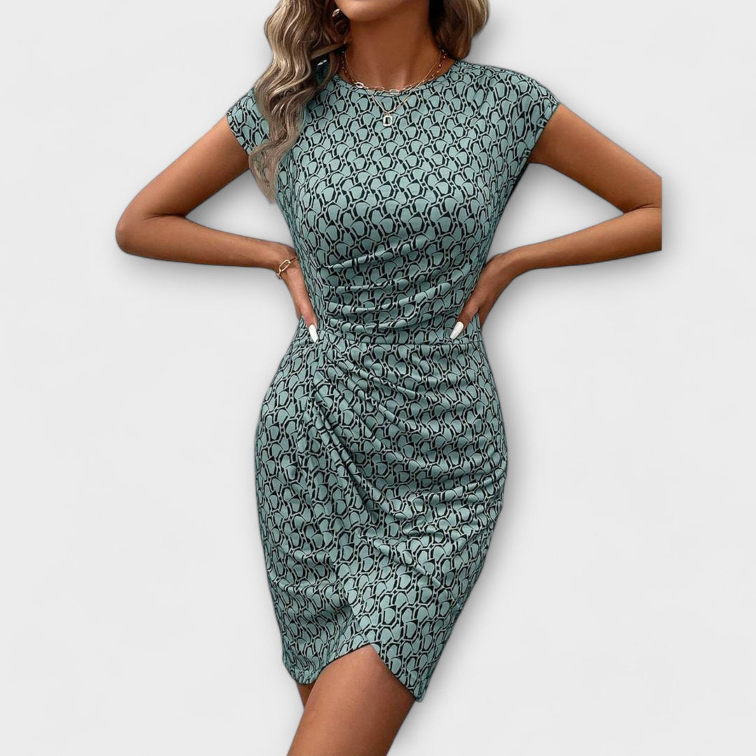 Imke | Kurzärmeliges Tulpenkleid mit Allover-Druck