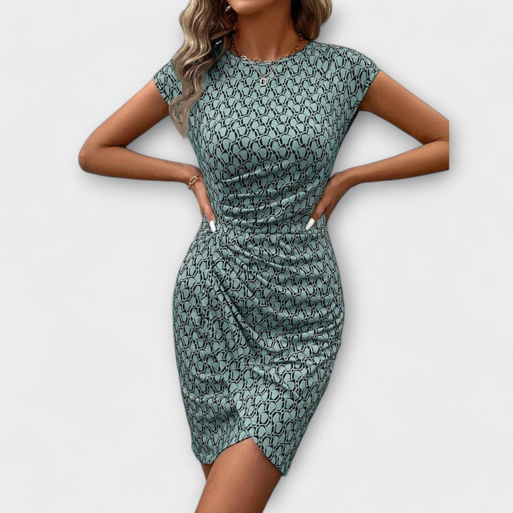 Imke | Kurzärmeliges Tulpenkleid mit Allover-Druck