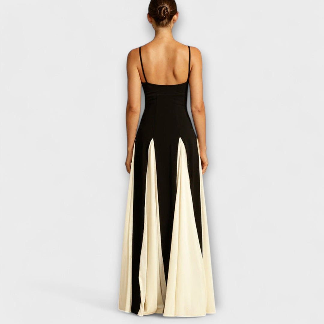 Annette | Klassische Eleganz A-Linie Maxikleid mit Tüllpaneelen