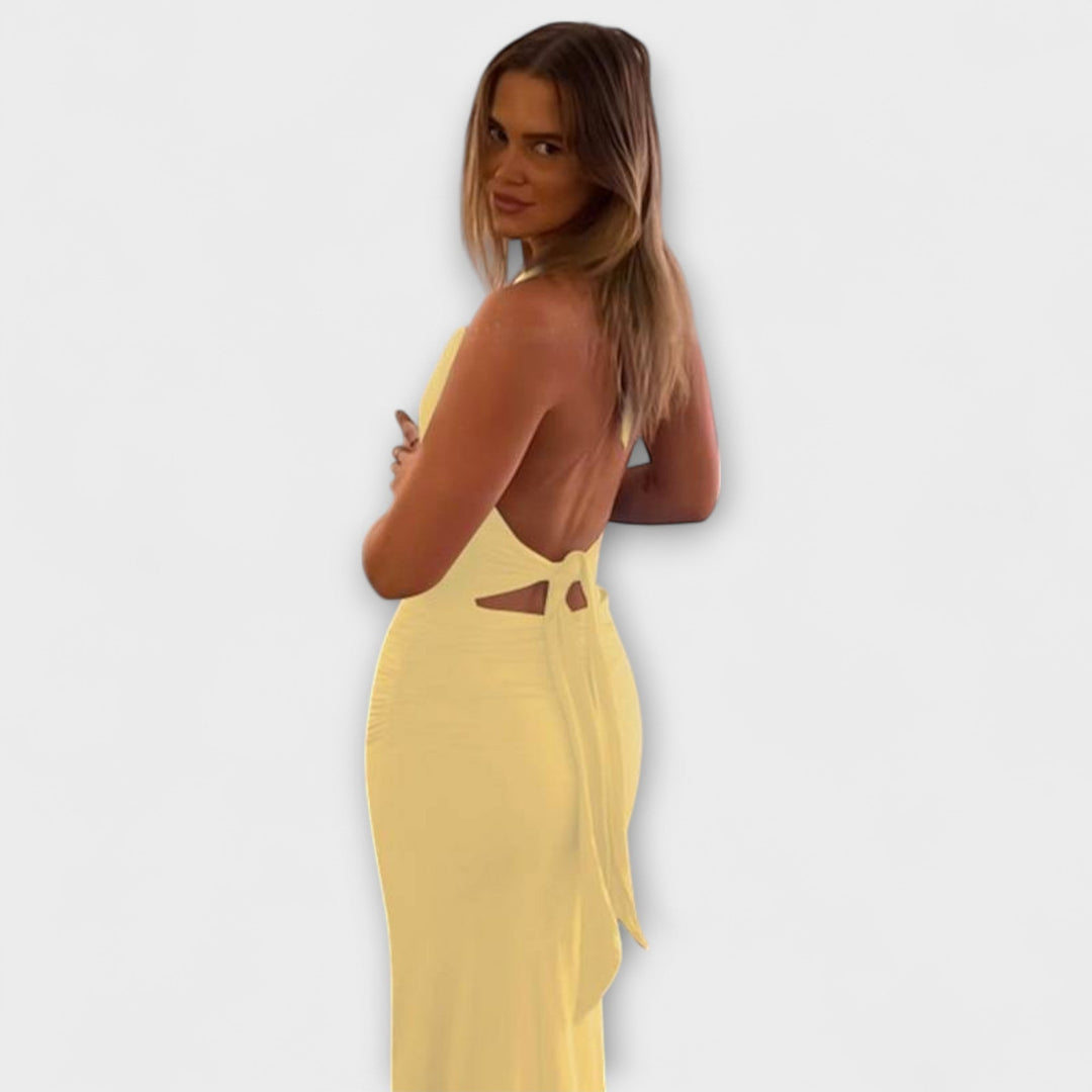 Bianca | Raffiniertes Rückenfreies Halterneck-Gala Kleid