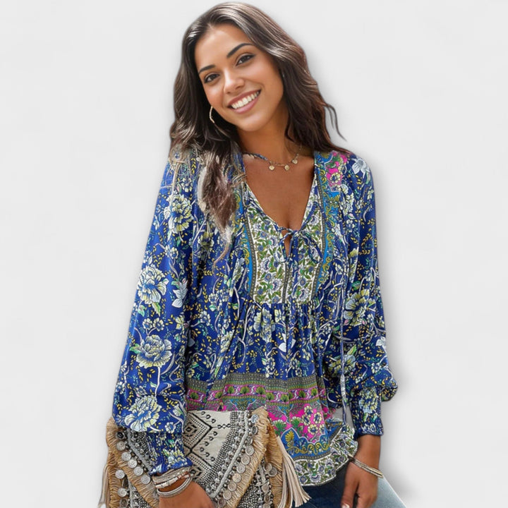 Gerlinde | Bohemian V-Ausschnitt Top mit Bindefront