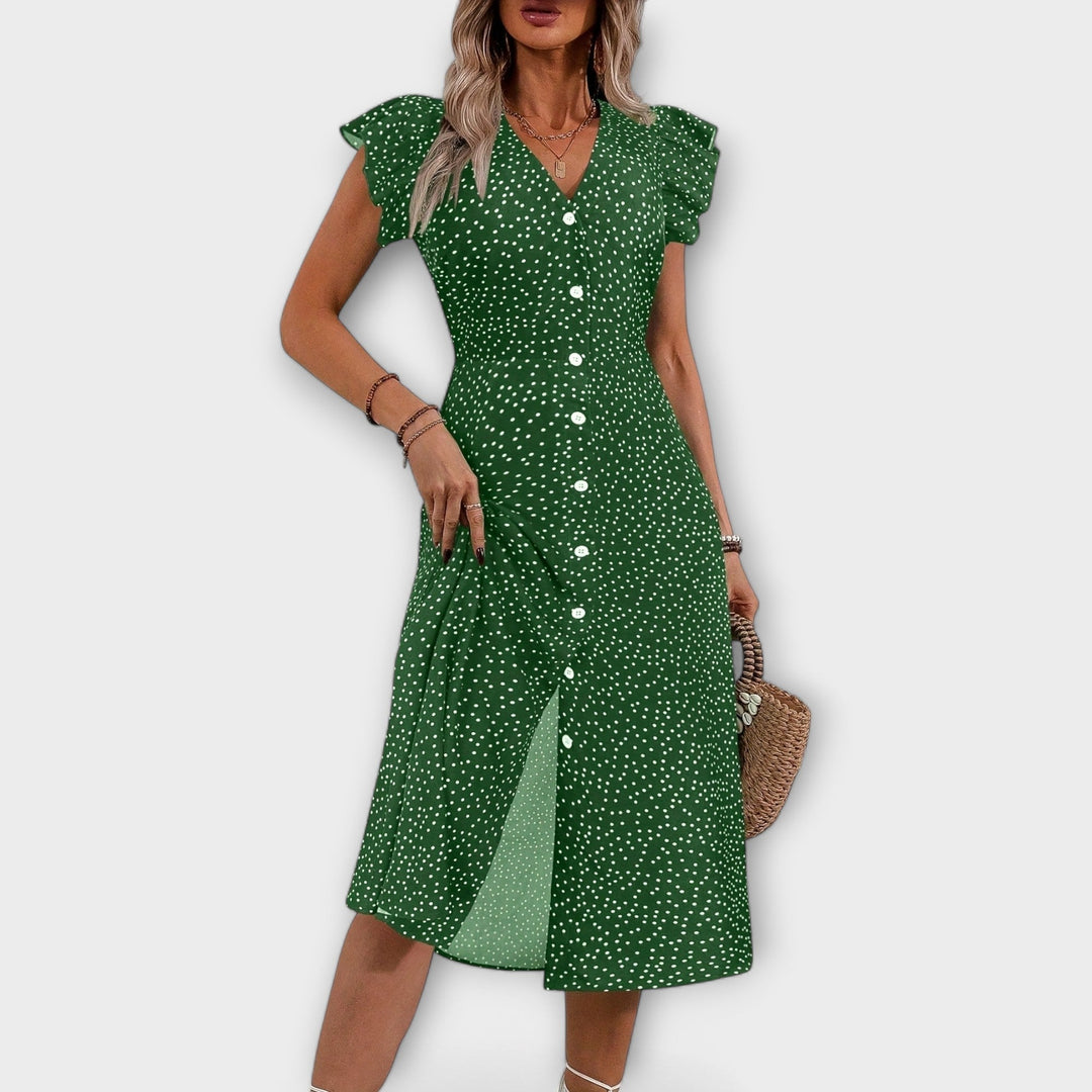 Lea | Schickes Punktemuster-Midi-Kleid