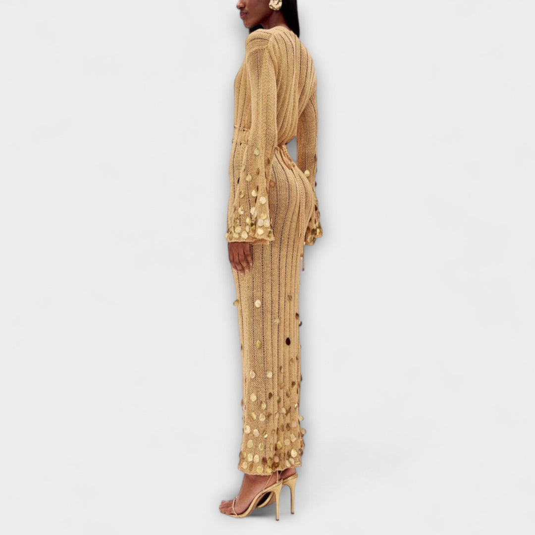 Theresa | Gold Strick Maxikleid von Dolly