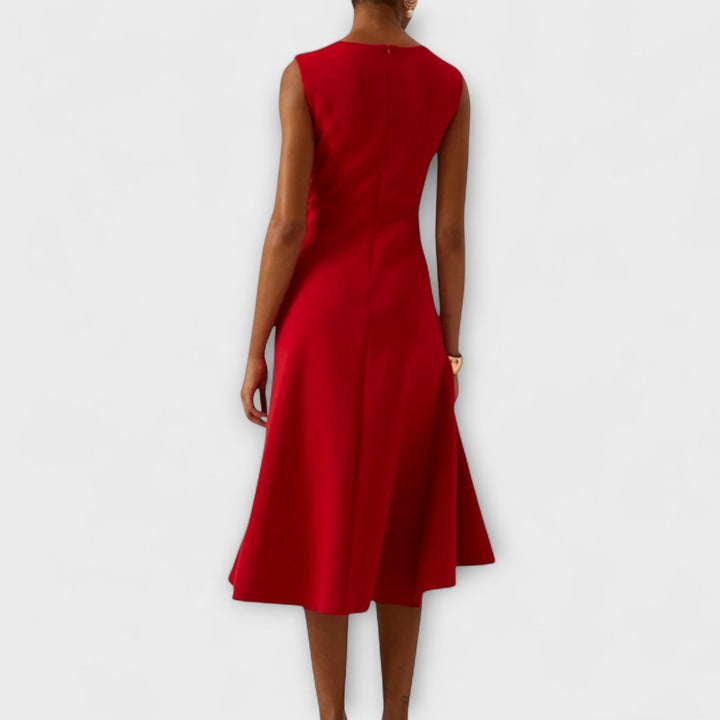 Selina | Drapiertes asymmetrisches Midikleid