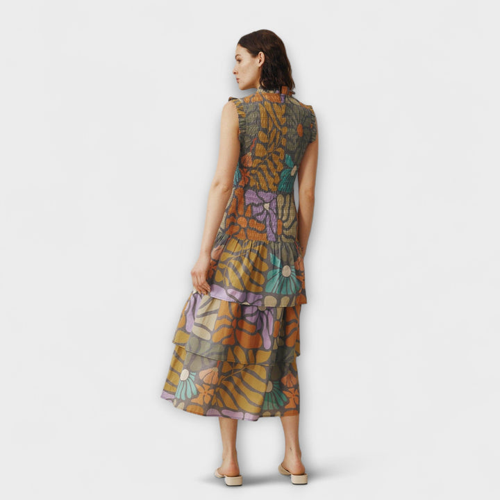 Anja | Mehrfarbiges Botanisches Midikleid