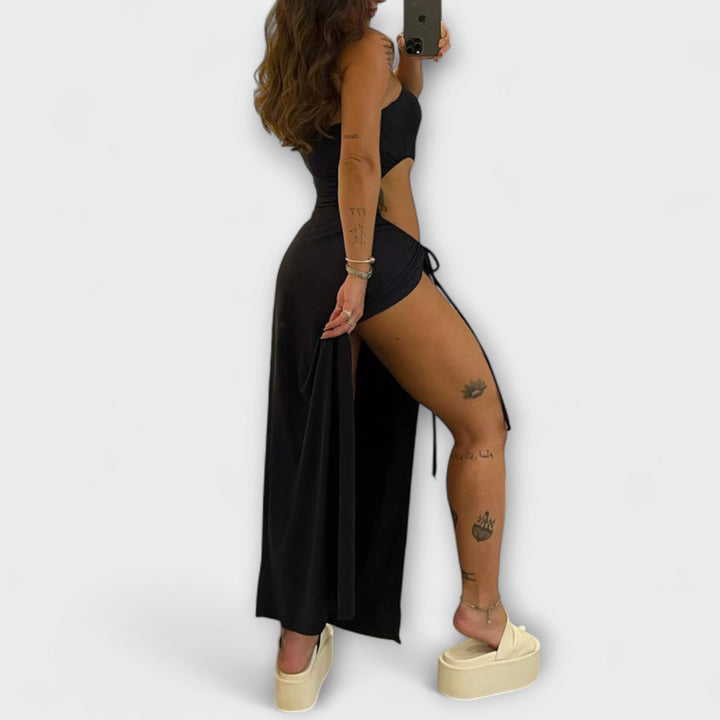Lara | Bandeau-Tie Bodysuit-Kleid mit Seitenschlitzen