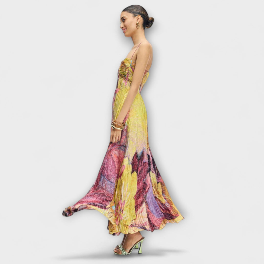Bärbel | Maxikleid mit lebhaftem Ikat-Druck