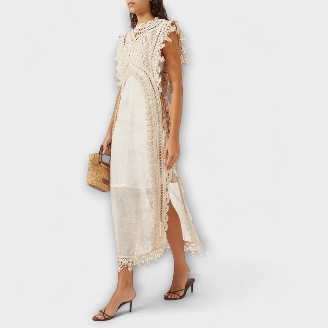 Sarah | Gewebtes Hohles Organza Maxikleid